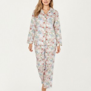 Anna-Kaci Lounge Women's 2-Piece Set Floral Print Button-Up Long Sleeve Pajama Top and Matching Pants - 1 of 4