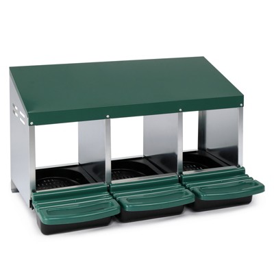 Slickblue Chicken Coop Nesting Box, Hen-Friendly Design, Steel & Plastic, Single to Triple Compartment, Red/Green