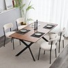 Set of 4 Mid-Century Modern Dining Chairs, Teddy Fabric Upholstered,  Curved Back , Metal Frame - 4 of 4