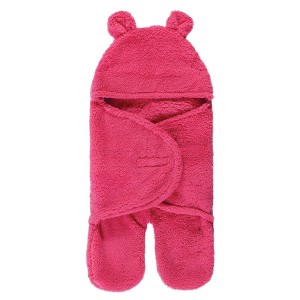 Hudson Baby Infant Girl Animal Faux Shearling Baby Outdoor Stroller Sack Wrap, Dk Pink, One Size - 1 of 3