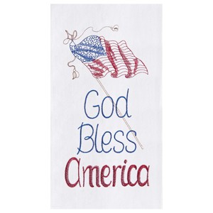 C&F Home Patriotic "God Bless America" Cotton Dishtowel Red White Blue 4th of July - 1 of 4