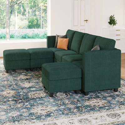 Belffin Modular Sectional Couch with Storage Ottoman U Shaped Corduroy Sectional Sofa with Chaise Convertible Modern Sectional Sofa Couch