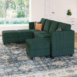 Belffin Modular Sectional Couch with Storage Ottoman U Shaped Corduroy Sectional Sofa with Chaise Convertible Modern Sectional Sofa Couch - 1 of 4