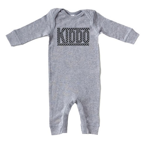 The Juniper Shop Kiddo Checkered Baby Romper - 18 Month - Heather Grey - image 1 of 3