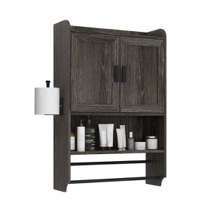 Rbied 21.65 in. W x 32.48 in. H Wood Surface Mounted Medicine Cabinet Bathroom Wall Cabinet with Paper Holder, Towel Bar, Adjustable Shelf - 1 of 4