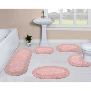 Home Weavers Double Ruffle Collection 100% Cotton Tufted Bathroom Rug Set, Non-Slip Latex Bath Rug Set - 1 of 4