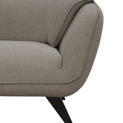 Nayeli 47" Brown Linen Geometric Accent Chair with Wood Legs