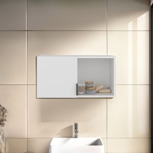 ChicFurnit Bathroom Storage Cabinet Wall Mounted Cabinet with Hidden Storage and Open Compartment for Bathroom Use, White, 31.1"*18.5"*4.3" - 1 of 4