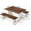 Tribesigns 47" Dining Table Set for 4, 3-Piece Kitchen Room Table with 2 Benches, for Small Space, Home Living Room, White & Rustic Brown - 2 of 4