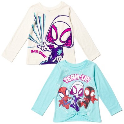 Marvel Spidey and His Amazing Friends Spider-Gwen Ghost Spider Miles Morales Girls 2 Pack T-Shirts Toddler to Little Kid