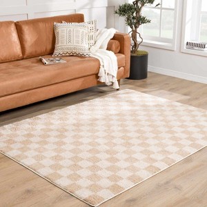 Hauteloom Canika Checkered Cream Washable Area Rug - 1 of 4