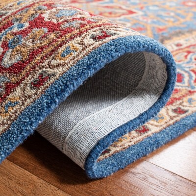 Antiquity Blue and Red Hand-Tufted Wool 8' x 10' Area Rug