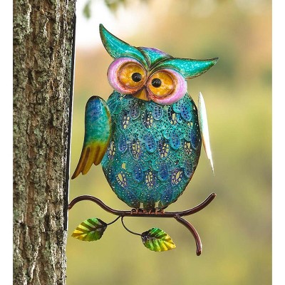 Plow & Hearth - Metal Owl On Branch Indoor / Outdoor Wall Art