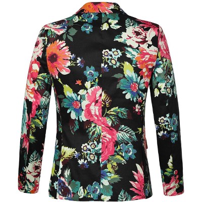 Lars Amadeus Men's Slim Fit One Button Prom Floral Print Blazer Jacket