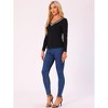 INSPIRE CHIC Women's Sequin Contrast Color Long Sleeve V Neck Basic Shirt - 4 of 4