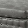 Royal Hampton 34 Inch Square Ottoman, Handcrafted Legs, Gray Vegan Faux Leather - 2 of 4