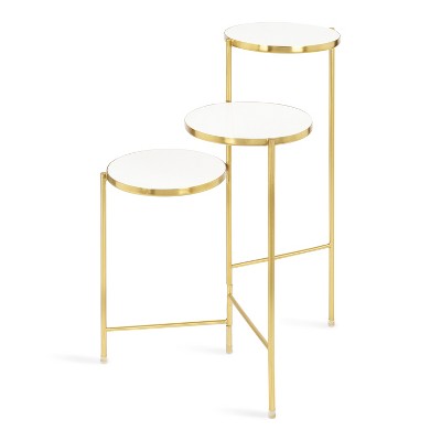 White and Gold Tri-Level Metal Plant Stand