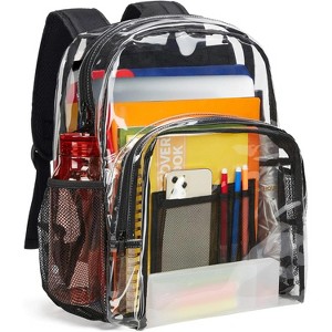 Clear Heavy Duty PVC Transparent Backpack - Extra Large Size with Reinforced Straps, Ideal for College - 1 of 4
