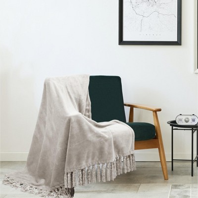 Kate Aurora Ultra Soft & Plush Fringed Oversized Accent Fleece Throw Blanket Cover - 50 in. W x 70 in. L