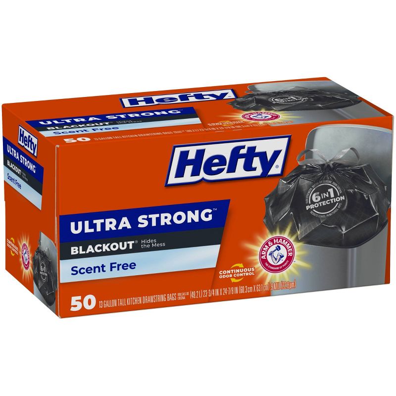 Hefty Ultra Strong Tall Kitchen Drawstring Trash Bags - Unscented - 13 Gallon - 50ct, 6 of 9