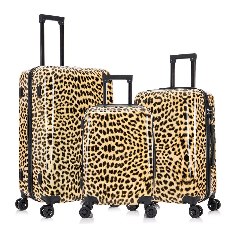 InUSA PRINTS Lightweight Hardside Checked Spinner 3pc Luggage Set - Cheetah, 1 of 14