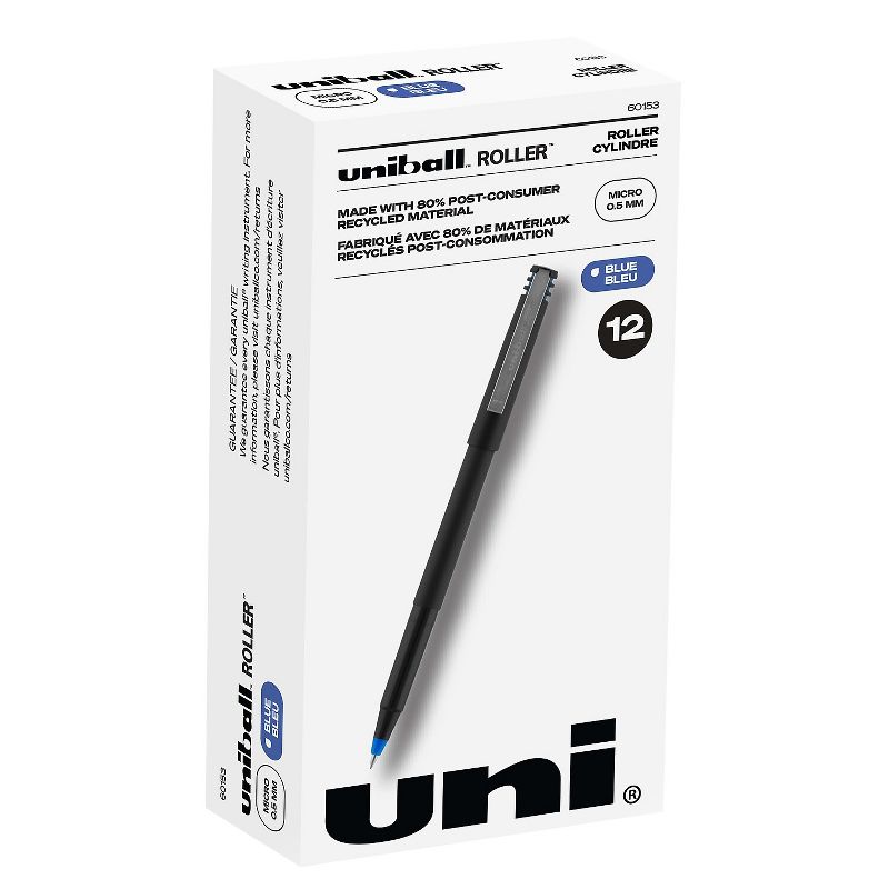 uni-ball Rollerball Pens Micro Point Blue Ink 12/Pack (60153), 1 of 10