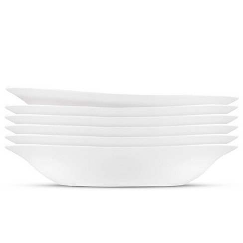 Bormioli Rocco Parma Set Of 6 Plates, Tempered Opal Glass, Clean White, Linear & Curved Design, Dishwasher Safe, Made In Spain - image 1 of 4