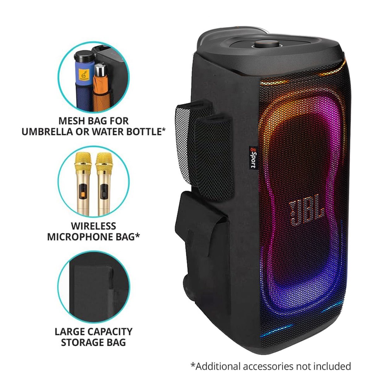 JBL PartyBox 330 Portable Party Speaker Bundle with gSport Cargo Sleeve - thumbnail 2