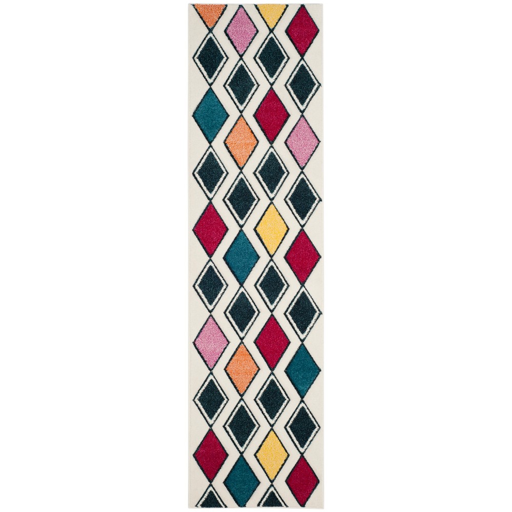  Geometric Runner Ivory/Peacock Blue