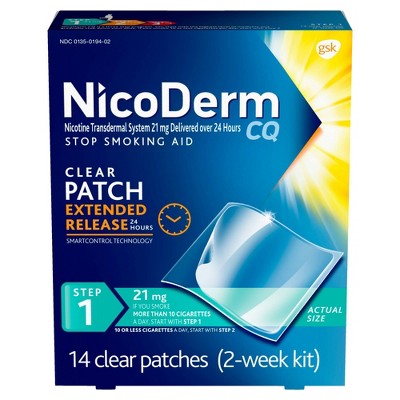 NicoDerm CQ Stop Smoking Aid Clear Patches Step 1 - 14ct