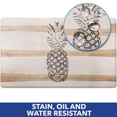 Beige and Black Pineapple Anti-Fatigue Kitchen Mat 17.5"x30"