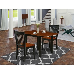 HomeStock 3Pc Kitchen Table Set Offers a Small Kitchen Table and 2 Wooden Dining Chairs with Solid Wood Seat and Slat back, Black and Cherry Finish - 1 of 3