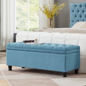 NicBex Storage Bench Upholstered Tufted Button with Spindle Wooden Legs for Bedroom and Entryway - 1 of 4