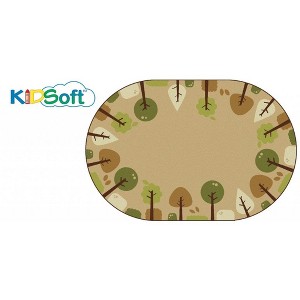 Carpets for Kids KIDSoft Tranquil Trees Decorative Classroom Rug, Tan, Oval - 1 of 4