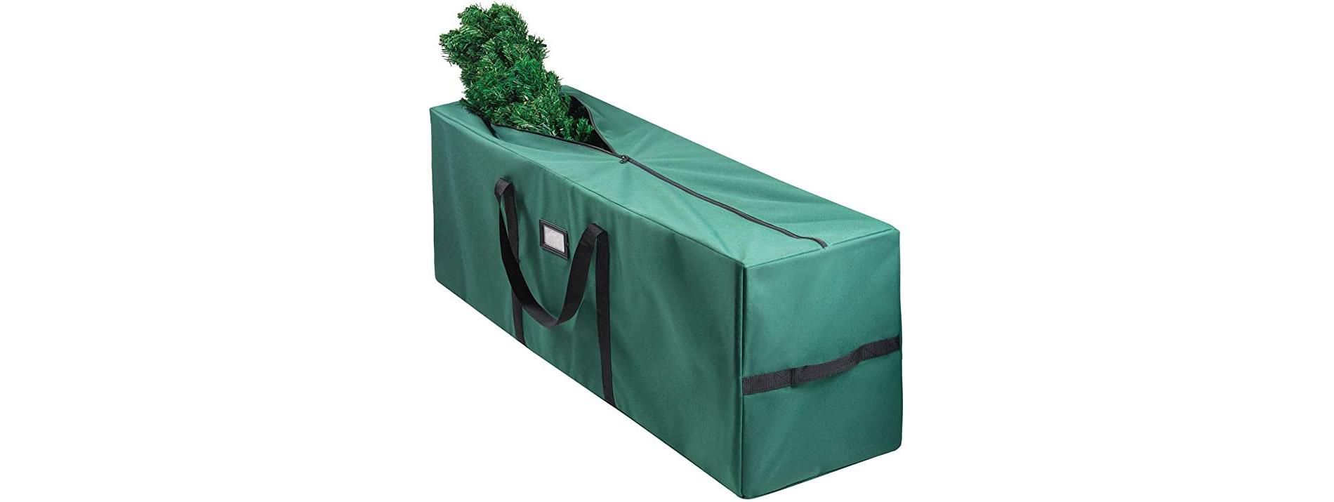 Christmas Tree Storage Tote Bag Waterproof Canvas Green - Fits 8'' Dissembled Christmas Tree with Reinforced Handles Large Size - HomeItUsa