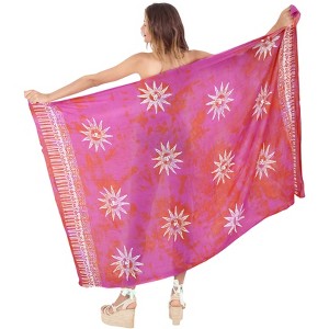 LA LEELA Women's Beachwear Summer Bikini Wraps Beach Wrap Swimwear Coverups Sarong Swim Cover Up Skirt Swimsuit Pareo for Women One Size Pink,Sun - 1 of 4