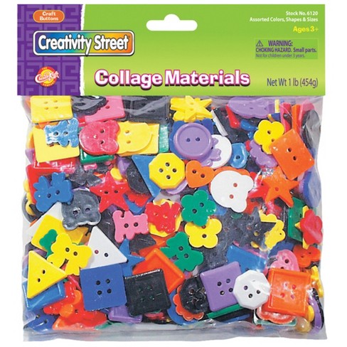 Red, Green & Yellow Mix Matte Plastic Craft Buttons (65pcs)