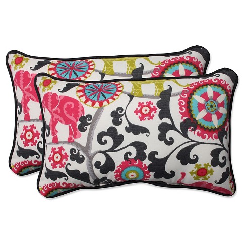 Pillow Perfect Menagerie Spectrum Outdoor Throw Pillow Set Black