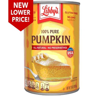 Libby's 100% Pure Canned Whole Pumpkin Mix All Natural No Preservatives, 15 oz, 3.5 Servings (Pack of 4)