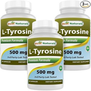 3 Pack Best Naturals L-Tyrosine 500 mg 90 Capsules - 1 of 4