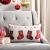 Holly Jolly Pillow - Ivory/Red - 12"X20" - Safavieh - 2 of 3