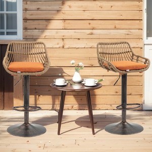 MOONMISS Modern Swivel Bar Stools Set of 2 Adjustable Counter Height Chairs with Footrest for Kitchen, Dining Room - 1 of 4