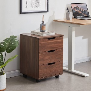 Sevobal File Cabinets Vertical Filing Cabinet with 3 Drawers and Wheels, Small File Cabinets for Under Desk Home Office, Brown, 15.75"*15.75"*22.16" - 1 of 4