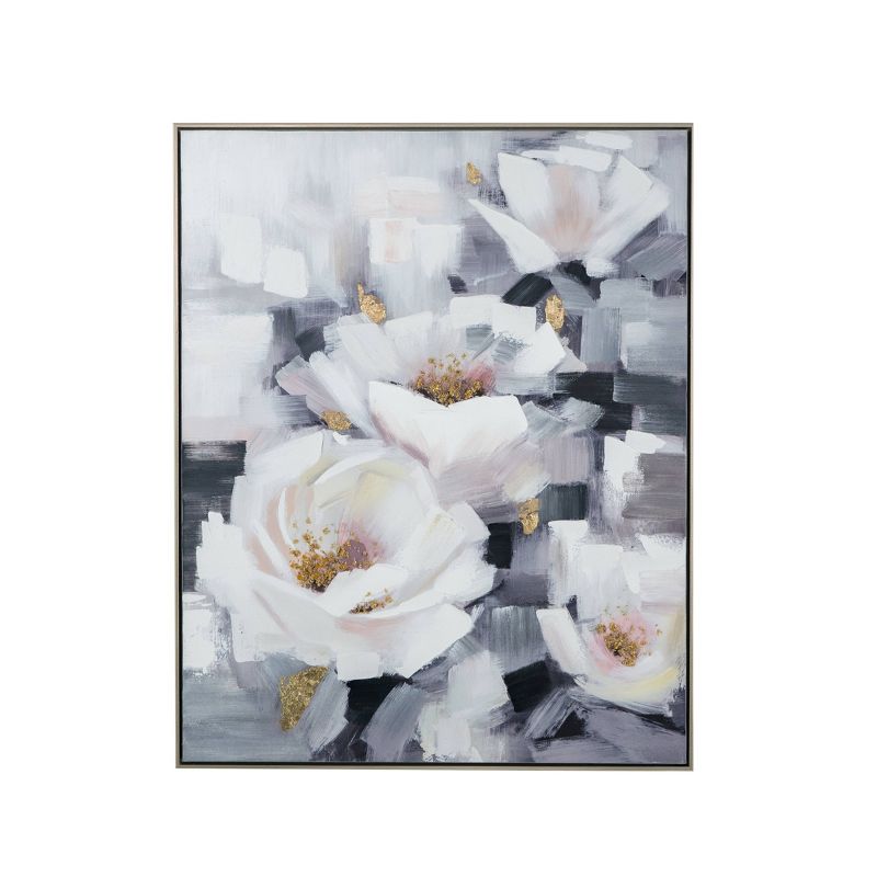 32.5&#34;x40&#34; Blooming White Florals Hand Painted Champagne Framed Wall Art Blue - A&#38;B Home, 1 of 20