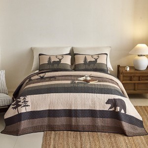 Marcielo Cotton Bear Deer Forest Quilt Bedspread Set - 1 of 4