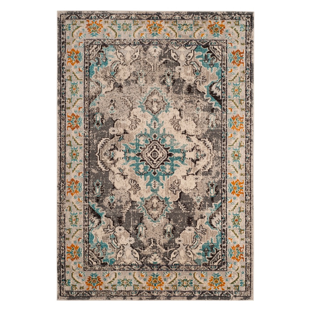 4'x6' Medallion Area Rug Gray/Light Blue - Safavieh