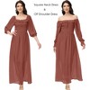 Anna-Kaci Women's Smocked Long Sleeve Swiss Dot Lined Maxi Tie Neck Square Detail Dress - 4 of 4
