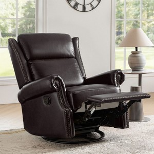 Lauren Genuine Leather Manual Swivel Glider Recliner|HULALA HOME - 1 of 4