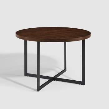 Modern 42" Round Intersecting Leg Dining Table Dark Walnut - Saracina Home