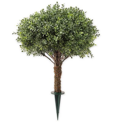 Plow & Hearth - Realistic Faux Boxwood Topiary Sphere for Outdoor Home Decor, 20" Diameter